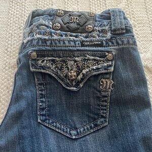 Miss Me Blue Boot Cut Jeans with Silver Accents